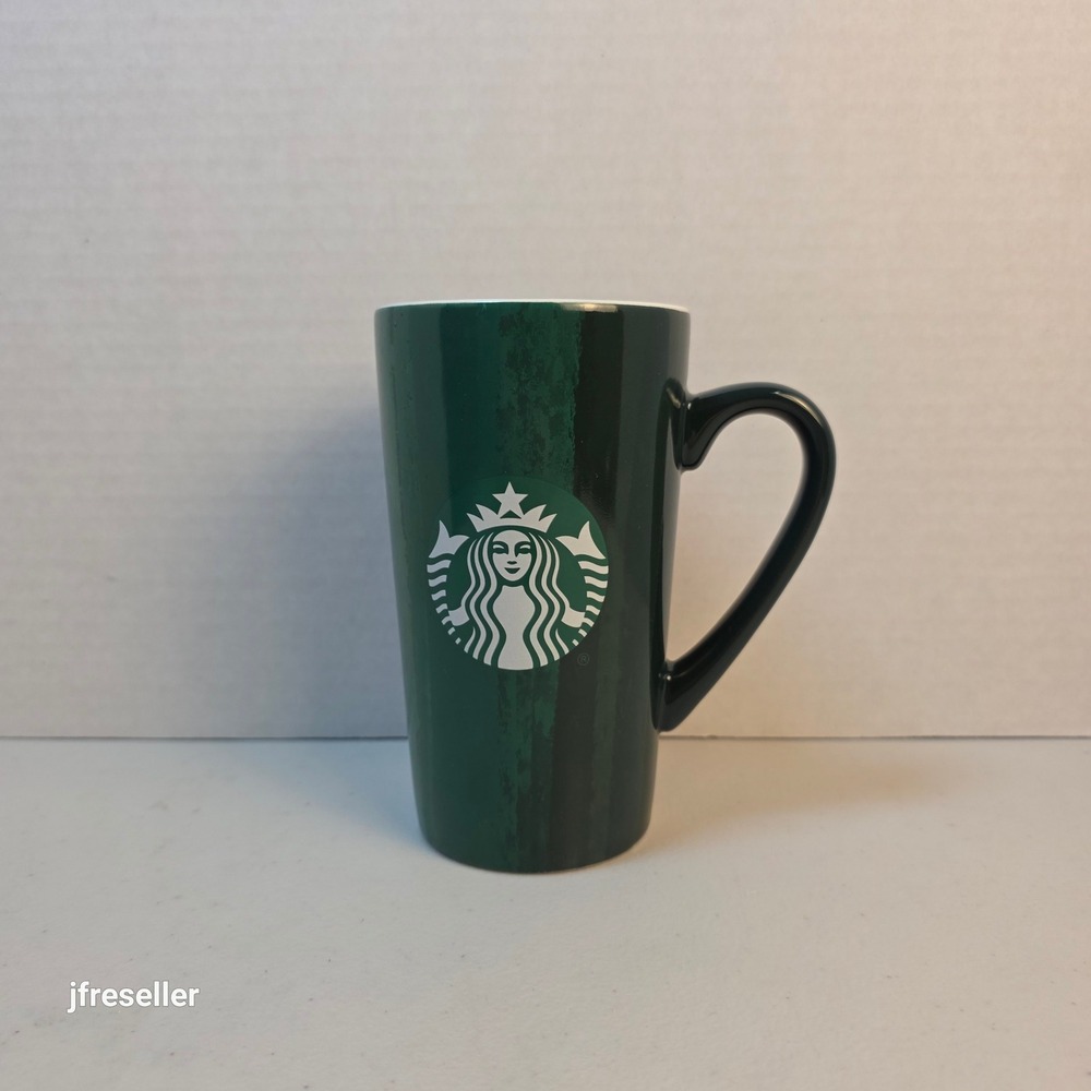Starbucks 2021 Green Red Split Brushstroke Siren Logo Ceramic Mug 16oz Tall